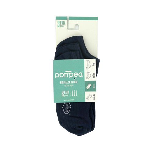 Lote de 3 pares de calcetines tobilleros para mujer POMPEA, color azul marino, talla 39/42.