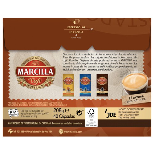 MARCILLA Café en cápsulas Intenso espresso I10, 40 uds.