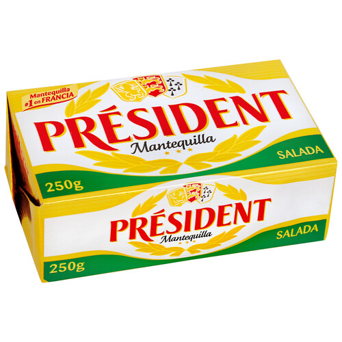 PRÉSIDENT Pastilla de mantequilla con sal PRESIDENT 250 g.