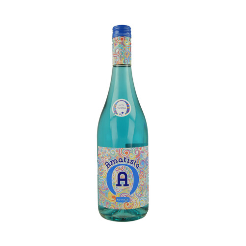 AMATISTA Blue fizzy Cocktel aromatizado de color azul y baja graduación botella de 75 cl.