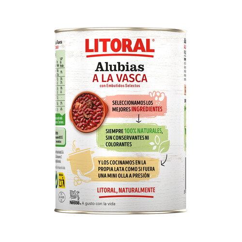 LITORAL Alubias a la Vasca con embutido selecto LITORAL lata de 430 g.