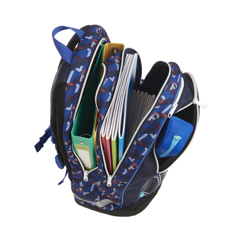 Mochila juvenil de 43cm, 2 compartimentos, color azul, ALCAMPO.