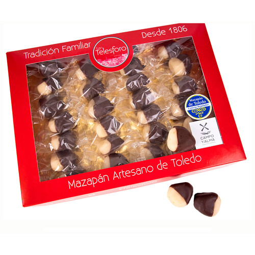 SAN TELESFORO Castañas de chocolate de mazapán de toledo 400 g.