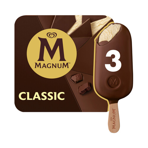 MAGUM Classic de frigobombón helado de vainilla y chocolate con leche 3 x 100 ml.