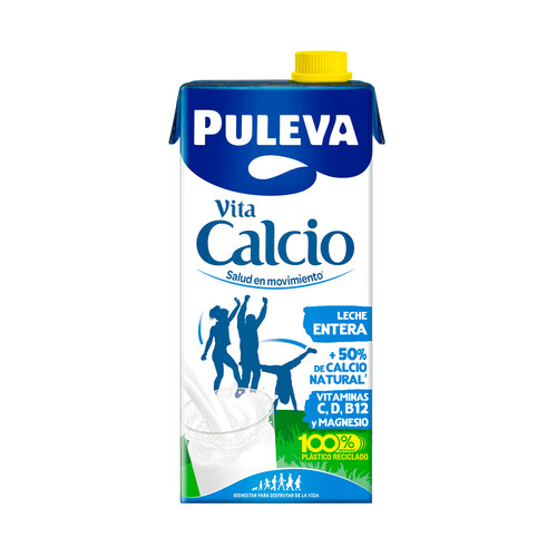 PULEVA Vita calcio Leche entera de vaca con un 50% más de calcio natural 1 l.