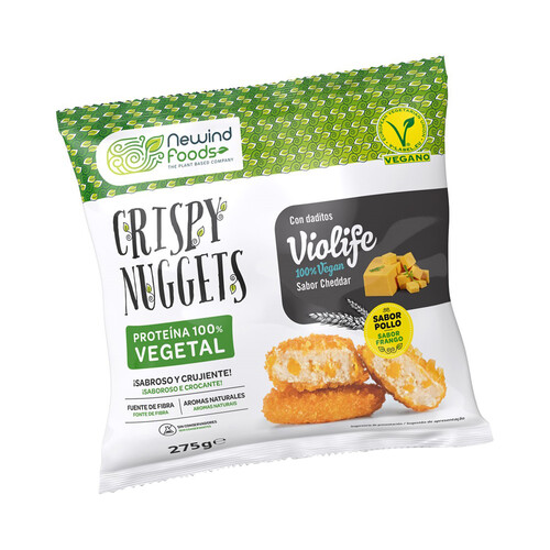 NEWIND FOODS Nuggets a base de proteínas 100% vegetales con queso Cheddar (Violife) y sabor a pollo 275 g.