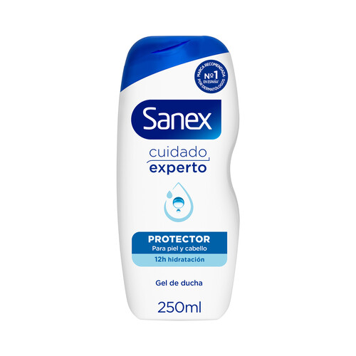 SANEX Cuidado experto Gel hidratante y protector para ducha o baño, para todo tipo de pieles  250 ml.