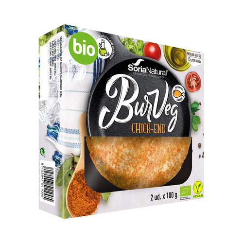 SORIA NATURAL Bio Burger vegetal con autentico sabor a pollo 2 x 100 g.