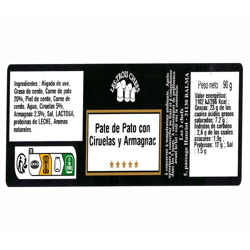 LES TROIS CHEFS Pack gourmet de paté y foie gras 360 g.