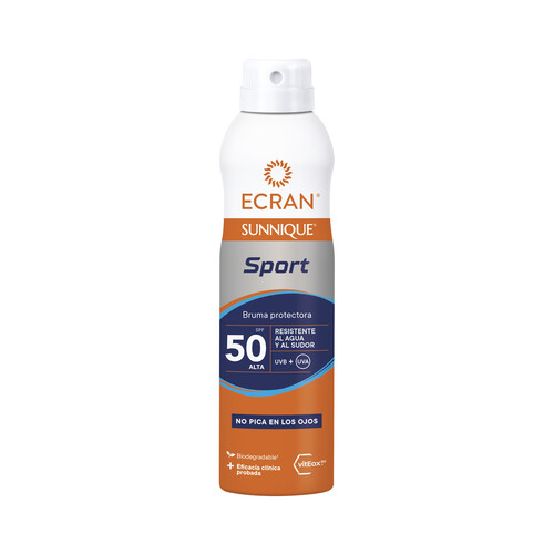 ECRAN Protector solar en bruma con factor protección 50 (alto) ECRAN Sunnique sport 250 ml.