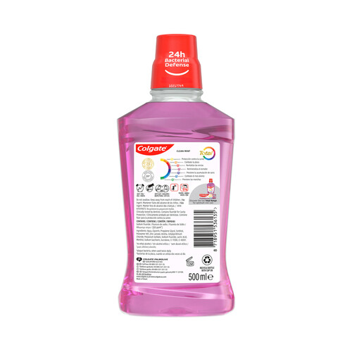 COLGATE Total advanced Enjuague bucal sin acohol de uso diario, acción fortificante y revitalizante de encías, con CPC 500 ml.