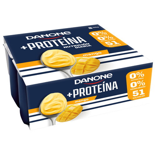 DANONE + Proteína Yogur desnatado con mango y alto contenido en proteínas 4 x 105 g.