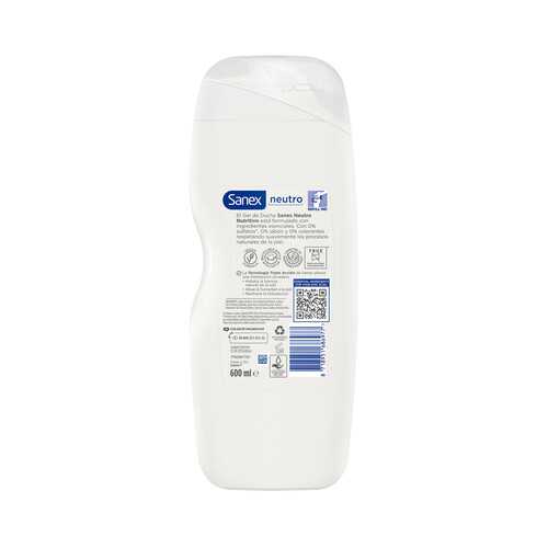 SANEX Sin neutro Gel nutritivo para ducha o baño, para piel seca 600 ml.