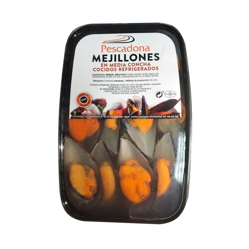 PESCADONA Mejillones cocidos en media concha 250 g.