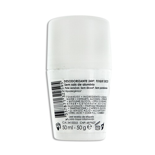 VICHY Desodorante roll on sin sales de aluminio, sin alcohol y sin parabenos VICHY 50 ml.
