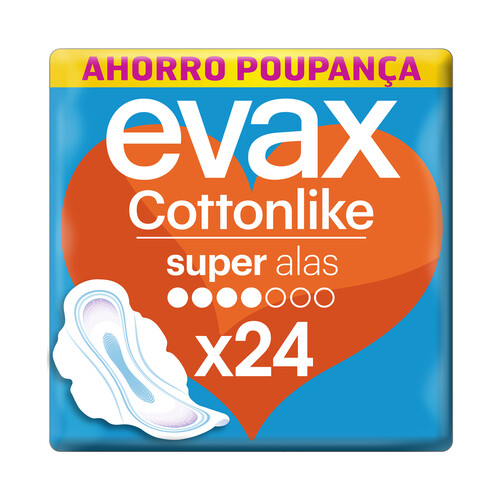 EVAX Compresas super con alas EVAX Cottonlike 24 uds