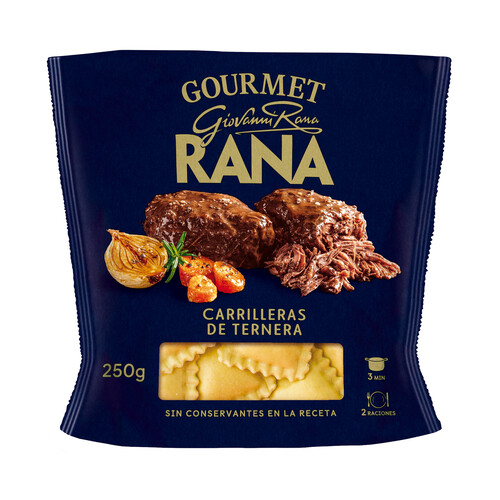 RANA Gourmet Raviolis de pasta fresca rellenos guiso de carrilleras de ternera 250 g.