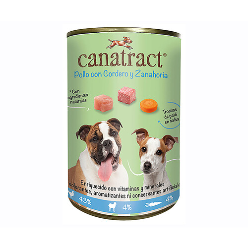 CANATRACT Alimentación en lata para perro pollo cordero,zanahoria 400 g.