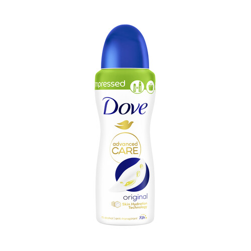 DOVE Desodorante en spray para mujer, sin alcohol y con 1/4 de crema hidratante DOVE Original advanced care 150 ml.