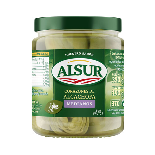 ALSUR Corazones de alcachofa medianos 8-10 190 g.