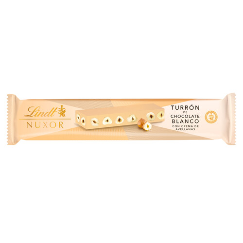 LINDT Turrón chocolate blanco y avellanas 200 g.