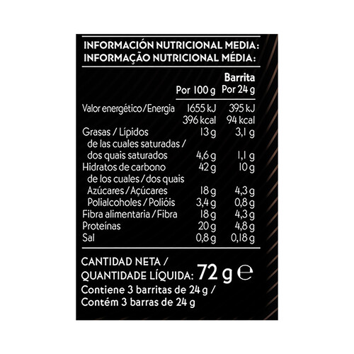 BICENTURY Barritas de proteina sabor a chocolate con almendras 72 g 