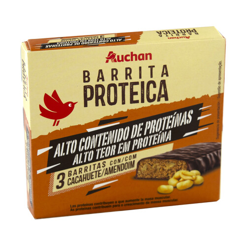 PRODUCTO ALCAMPO Barritas proteicas con cacahuetes 3 x 40 g.