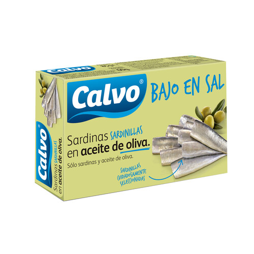 CALVO Sardinillas en aceite de oliva con contenido reducido en sal 60 g.