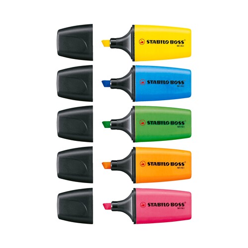 Marcador STABILO BOSS MINI - Blíster de 5 colores fluorescentes, grosor 2+5 mm.