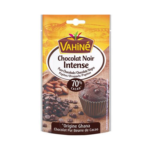 VAHINÉ Pepitas de chocolate negro, 70 % cacao VAHINÉ 100 g.