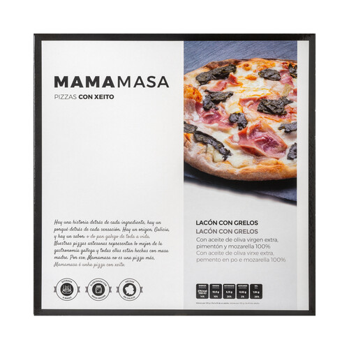 MAMAMASA Pizza congelada de lacón con grelos y mozarella 100% 420 g.