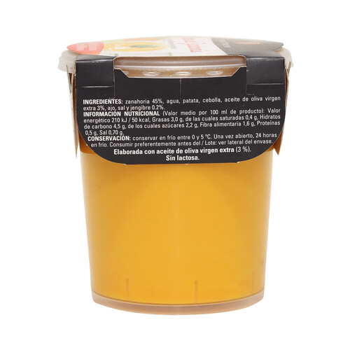 SANTA TERESA Crema de zanahoria con un toque de jenjibre, elaborada con ingredientes 100% naturales SANTA TERESA 400 ml.