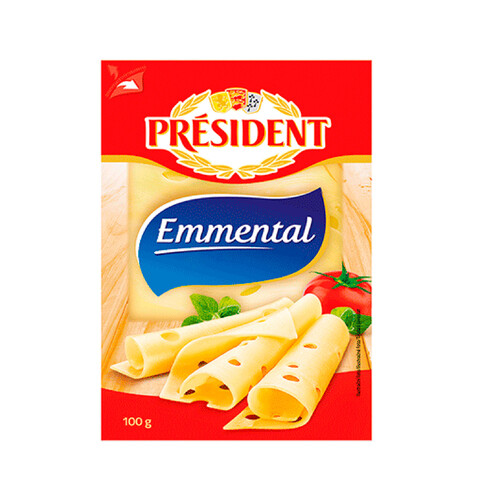 PRÉSIDENT Queso en lonchas Emmental PRÉSIDENT 100 g.