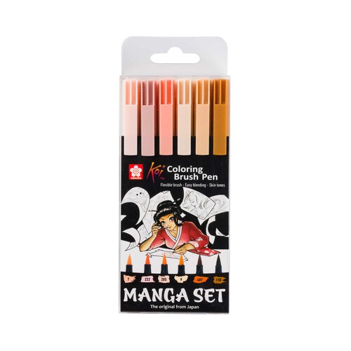 Set 6 rotuladores Koi Coloring Brush Pen Manga