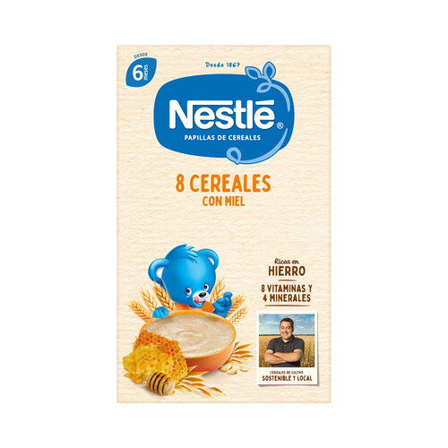 NESTLÉ Papilla de 8 cereales con miel a partir de 6 meses 475 g.