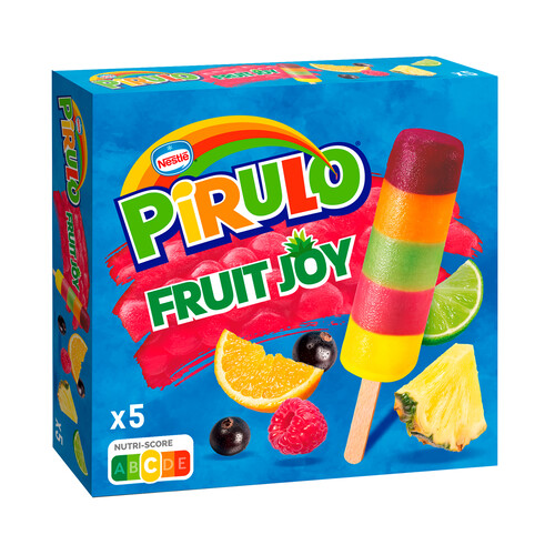 PIRULO Fruit joy de Nestlé Helado de agua con sabor de 5 frutas diferentes 5 x 65 ml.