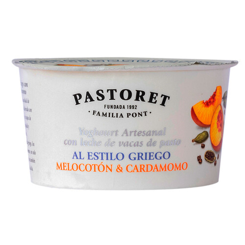 PASTORET Yogur azucarado estilo griego con melocotón y cardamomo 150 g.