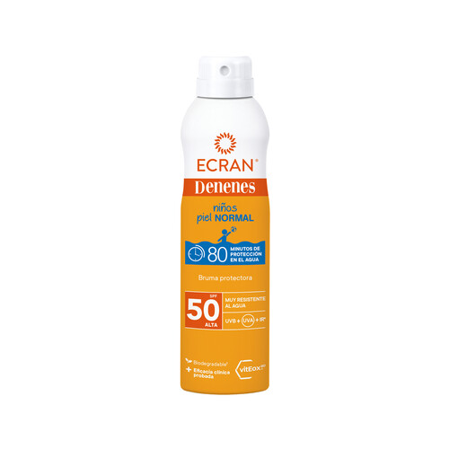 DENENES Spray solar en bruma, especial para niños con piel normal y FPS 50 (muy alto) DENENES 250 ml.