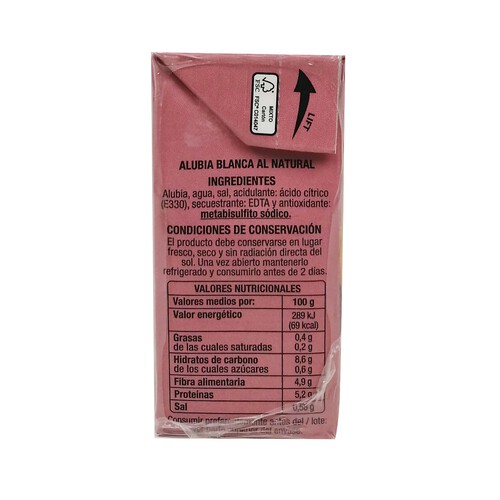 PRODUCTO ALCAMPO Alubias blancas al natural cocidas PRODUCTO ALCAMPO Pack de 3 briks x, 120 g.