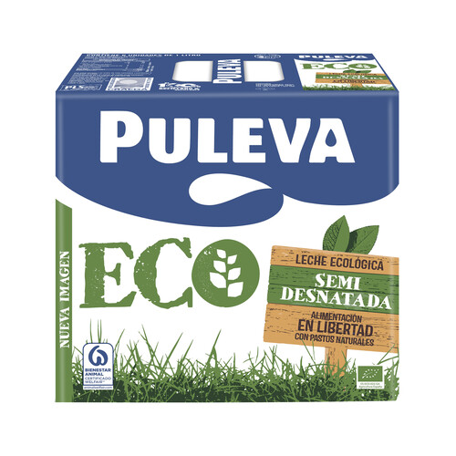 PULEVA Leche semidesnatada de vacas con alimentación ecológica Eco 6 x 1 l.