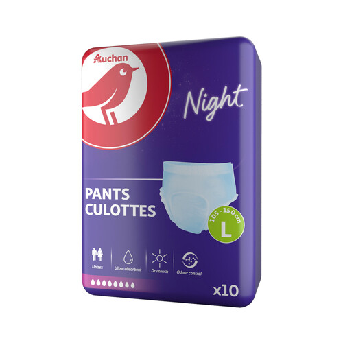 PRODUCTO ALCAMPO Pants de incontiencia nocturna unisex, ultra absorbentes talla L (105 - 150 cm) PRODUCTO ALCAMPO 10 uds.