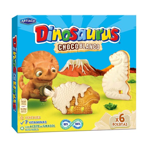 ARTIACH Dinosaurus Galletas cubiertas de chocolate blanco 264 g.