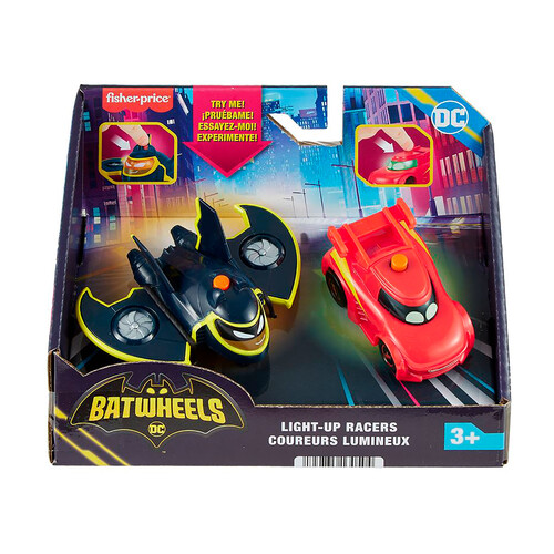 FISHER PRICE Set 2 coches DC Batwheels: Redbird y Batwing con luces y sonidos.