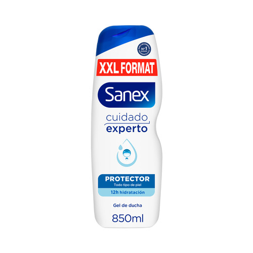 SANEX Cuidado experto Gel hidratante y protector para ducha o baño, para todo tipo de pieles 850 ml.