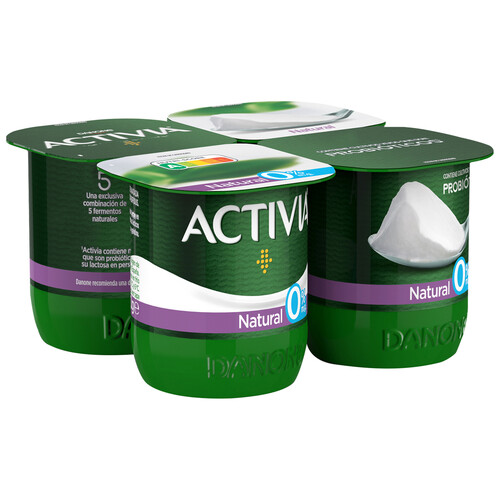 Bífidus desnatado (0% materia grasa) y sabor natural ACTIVIA de Danone 4 x 120 g.