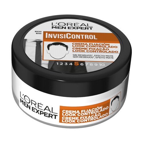 L'ORÉAL Crema fijadora para peinado look controlado, fijación media y acabado efecto mate L´ORÉAL Men expert invisicontrol 150 ml.