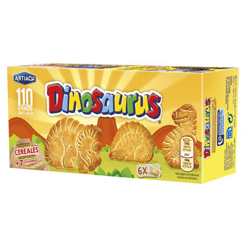 DINOSAURUS Galletas de cereales con forma de dinosaurios 185 g.
