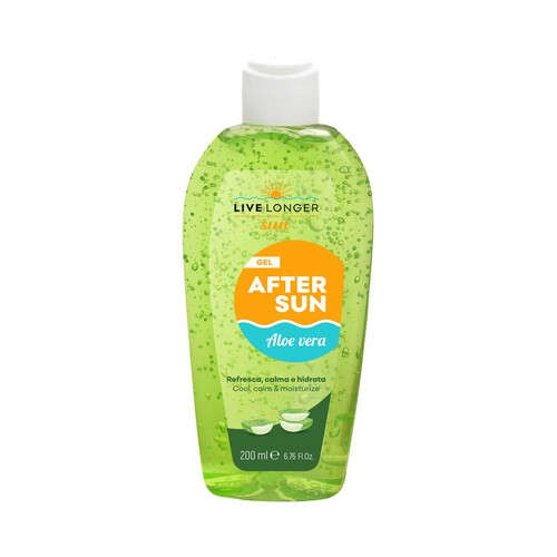 LIVE LONGER Sun After sun hidratante, calmante y refrescante con aloe vera 200 ml.