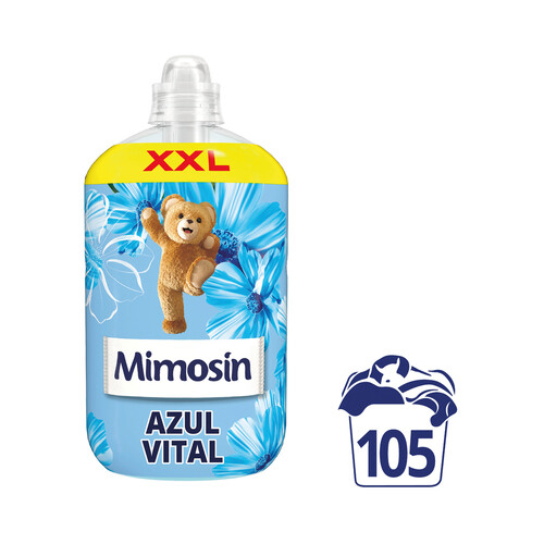 MIMOSÍN Azul vital Suavizante concentrado con potenciadores de la fragancia 1890 ml, 105 lavados.