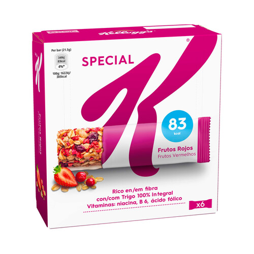 KELLOGG'S Special k  Barritas de cereales con frutos rojas  pack 6 uds.x 21,5 g.